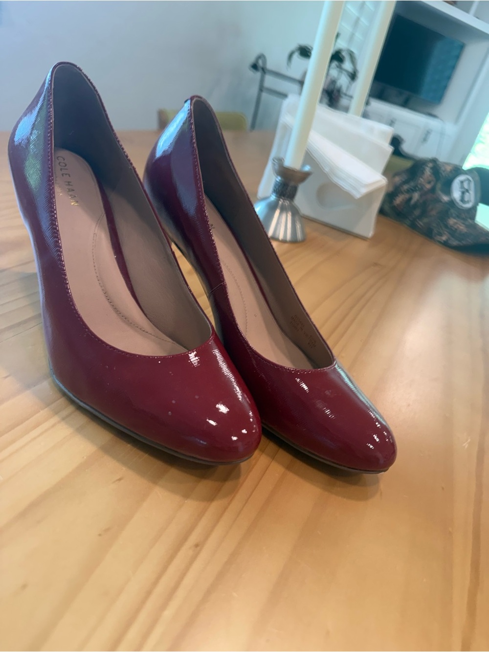 Cole Haan Burgundy Patent Leather Wedge Heels